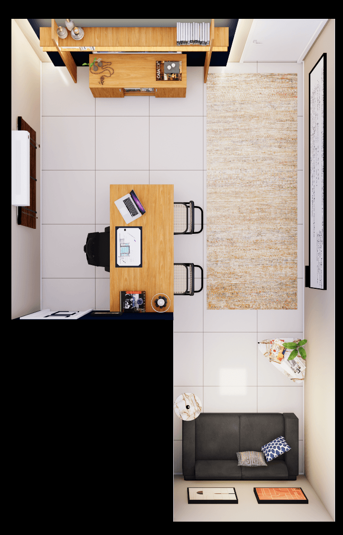 Imagem demonstrativa de área social em projeto conceitual.